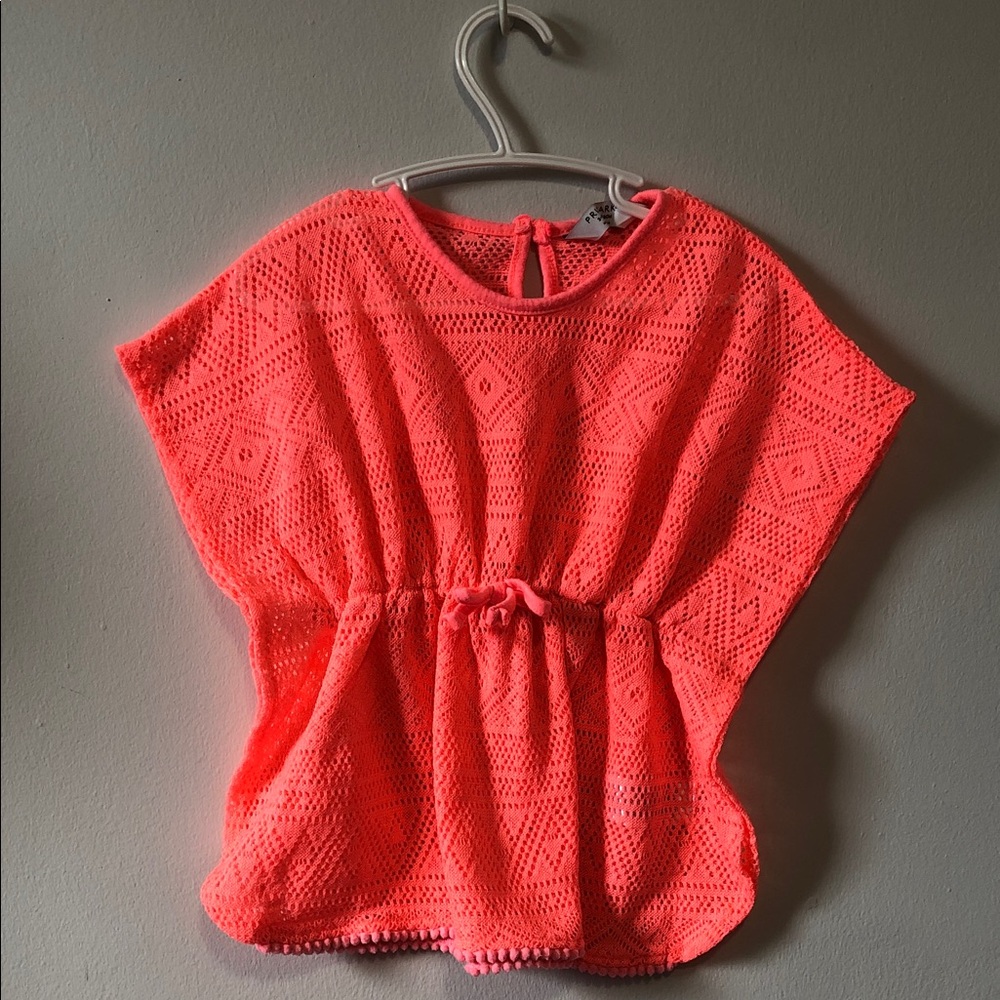 Primark Neon Coral Crochet Girls Tunic Top